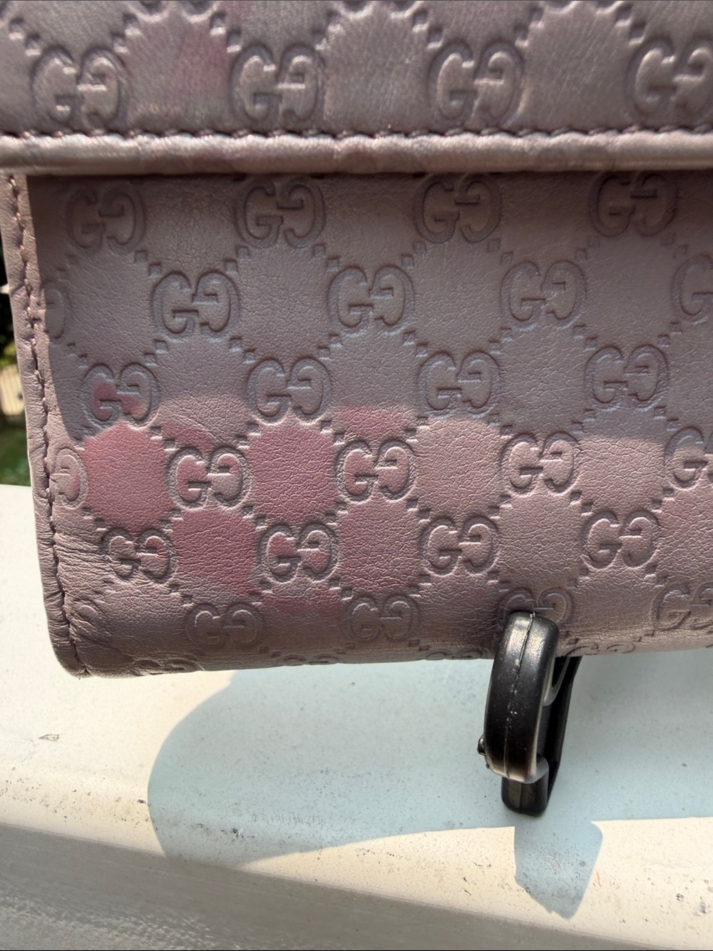 Gucci RARE Vintage LILAC Embossed GG Leather Wallet Clutch - Picture 4 of 17